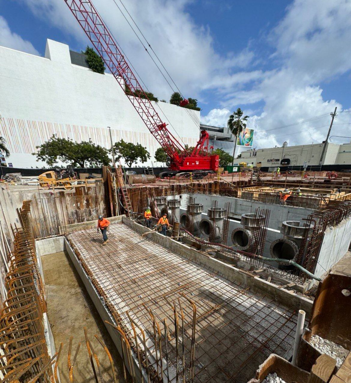 West Avenue stormwater pump station under construction in Miami Beach